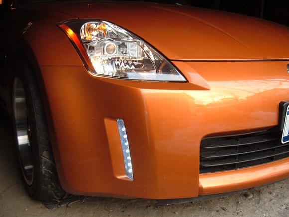 Mid afternoon. LED's are wired into the parking lights.