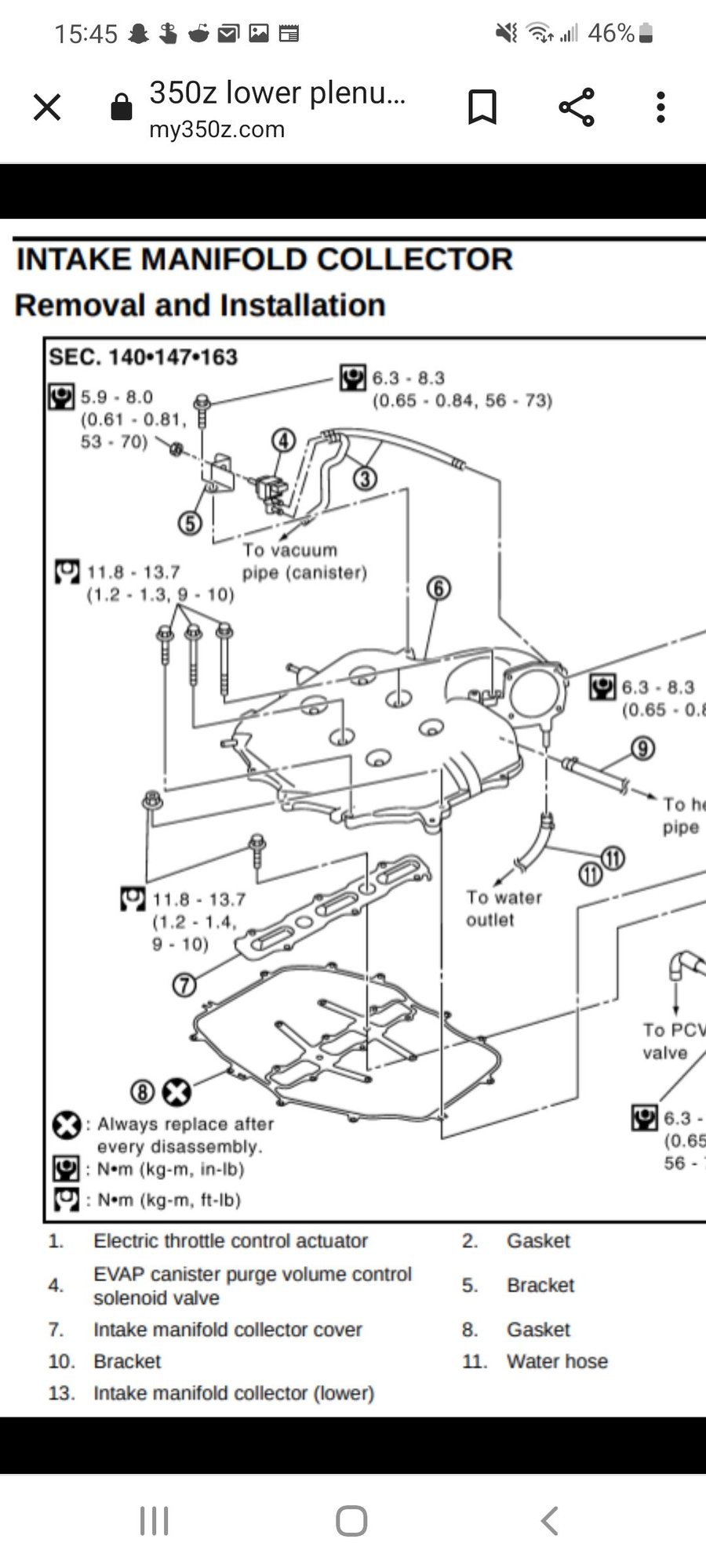 Intake Manifold Collector Cover Torque Spec Need clarification
