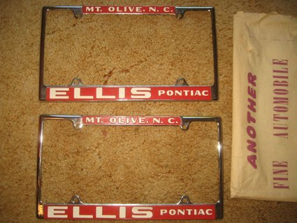 NOS Ellis Pontiac, Mount Olive, NC. License Frames