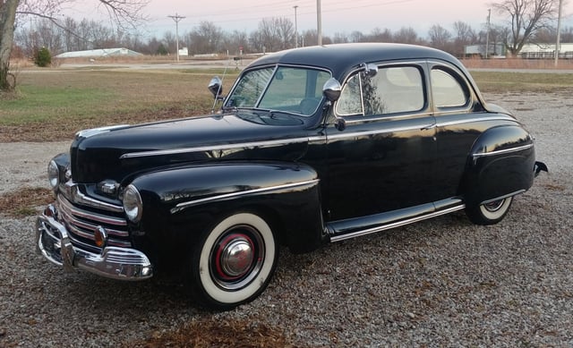 Nice 1946 Black Ford Super Deluxe 5 Window Coupe