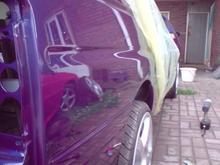 First glimse of the freshly painted van in fords imperial blue with extra metalic ( done in ici paints )