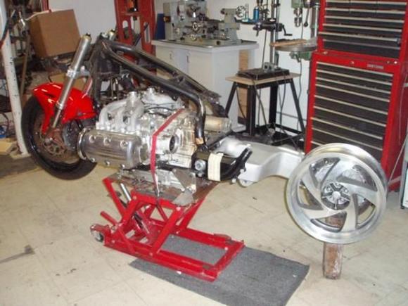Add a single sided swingarm from an 1800 goldy...