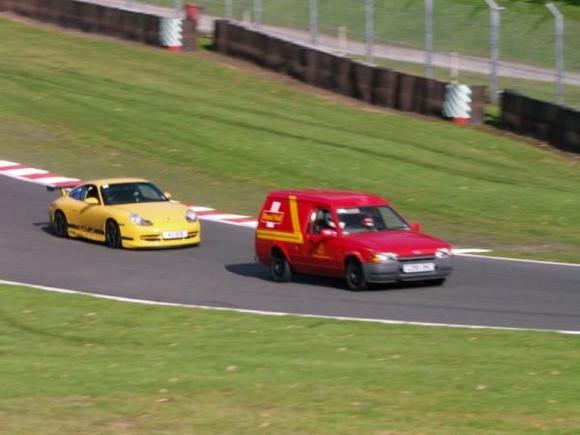 something youl probably never see again a GT3 chaceing a van