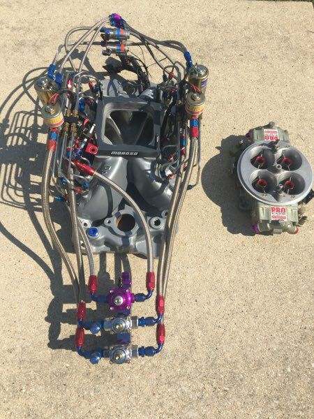 BBC 10.2 Deck Intake w/ Pro Systems 1300 Nitrous Carb & Comp  for Sale $1,200 