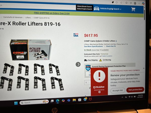 Comp Cams BBC standard solid roller lifters  for Sale $500 