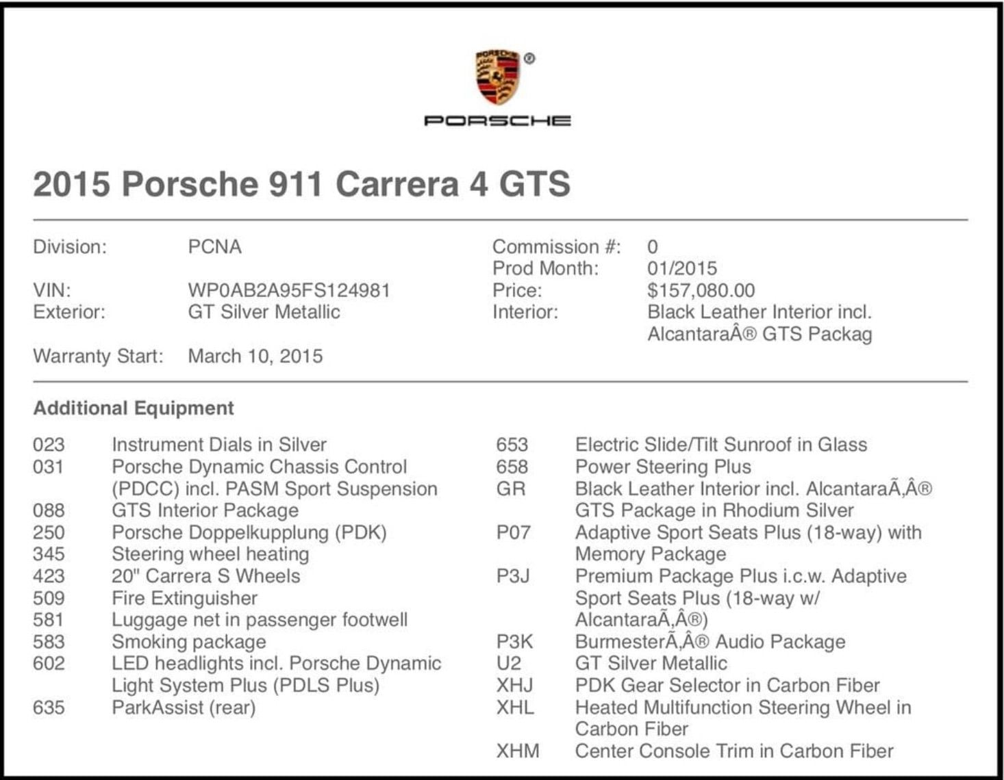 2015 Porsche 911 - F/S 2015 911.1 Carrera 4 GTS, High MSRP, $157k, low miles. - Used - Rockville, VA 23146, United States