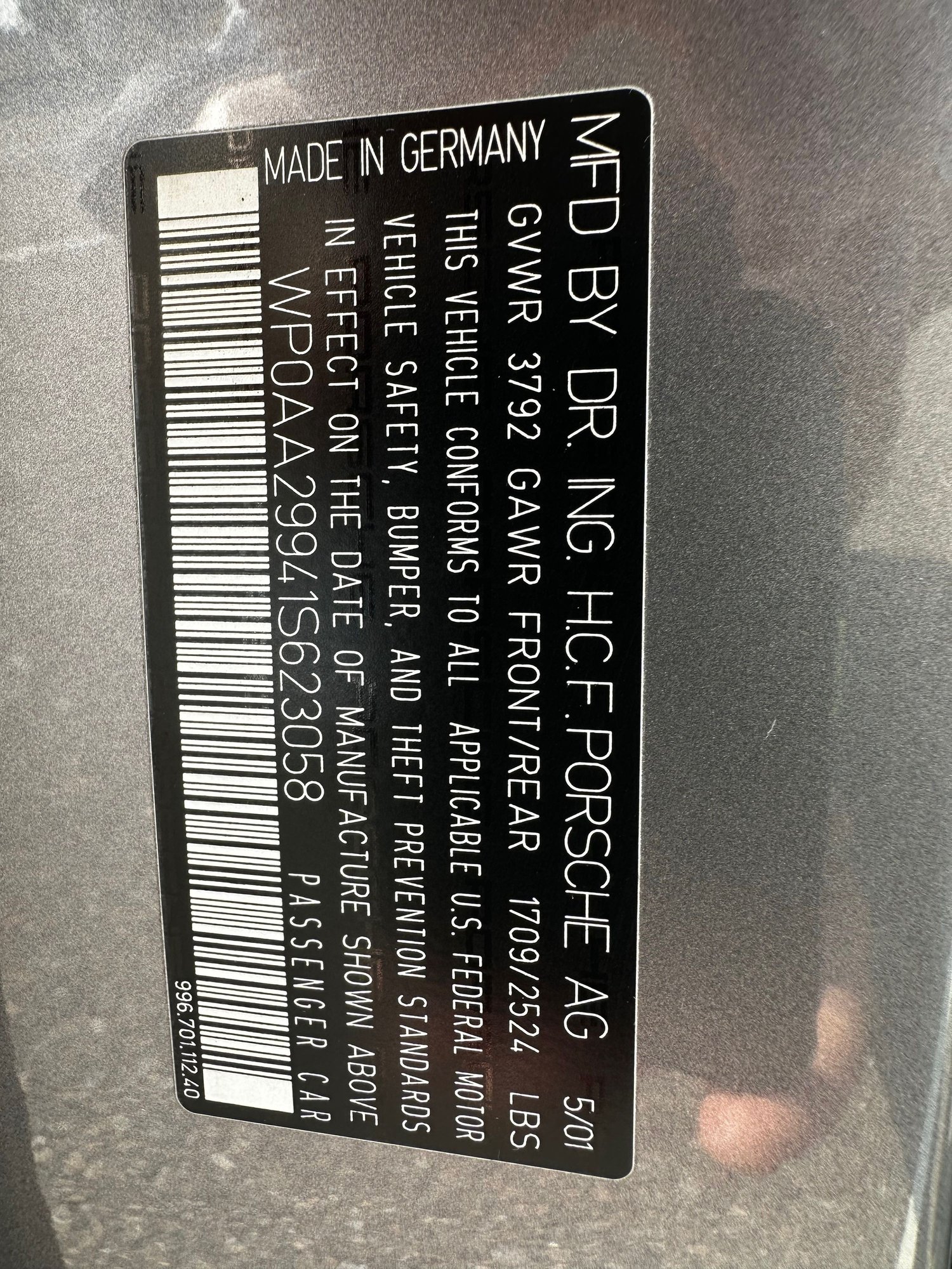 2001 Porsche 911 - 2001 Porsche Carrera (996.1) 6-speed manual - Used - VIN WP0AA29941S623058 - 45,177 Miles - 6 cyl - 2WD - Manual - Coupe - Gray - Denver, CO 80211, United States