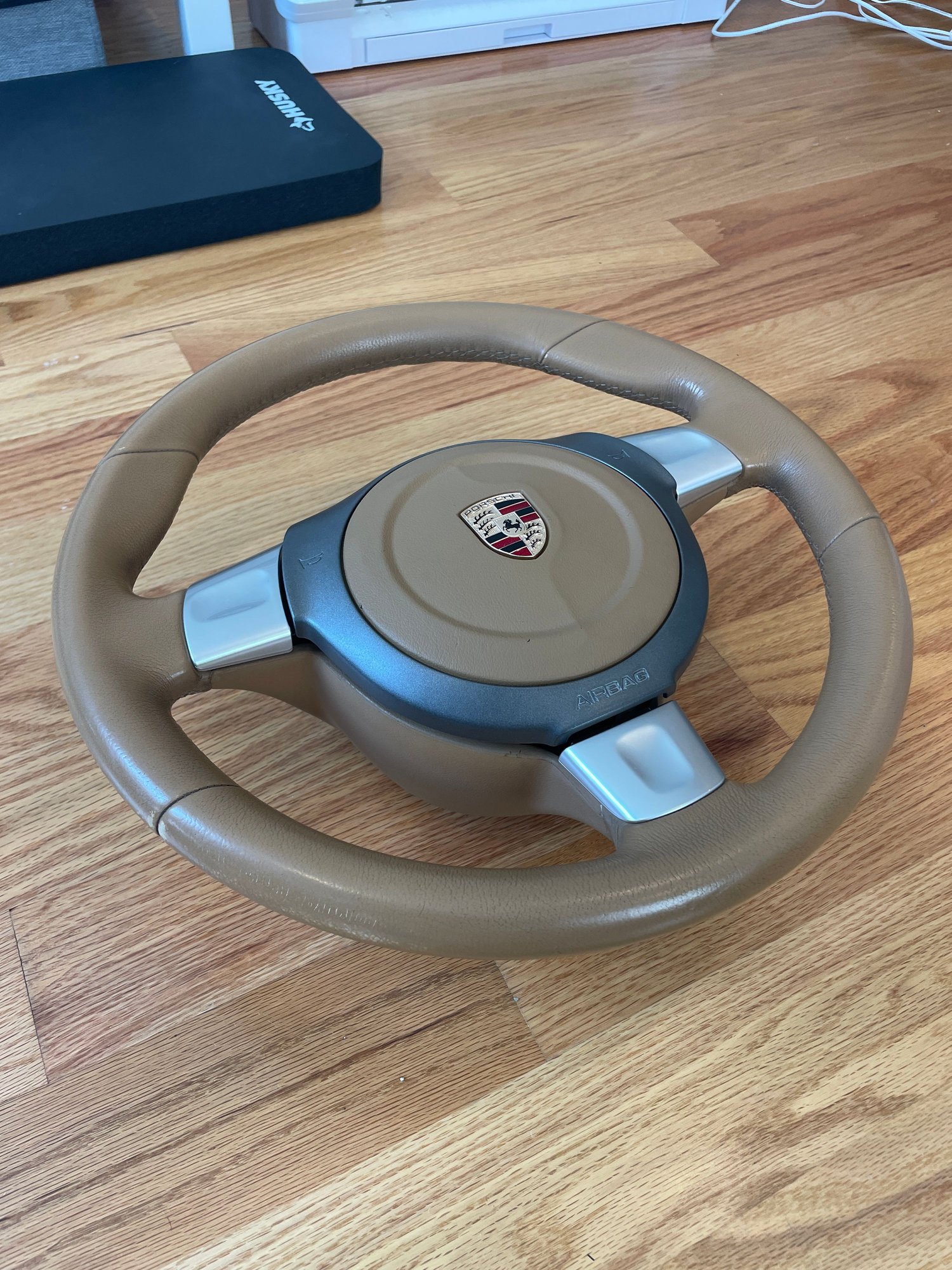 Interior/Upholstery - 997 / 987 OEM Sport Steering Wheel & Airbag - Sand Beige - Used - 0  All Models - Boston, MA 02127, United States