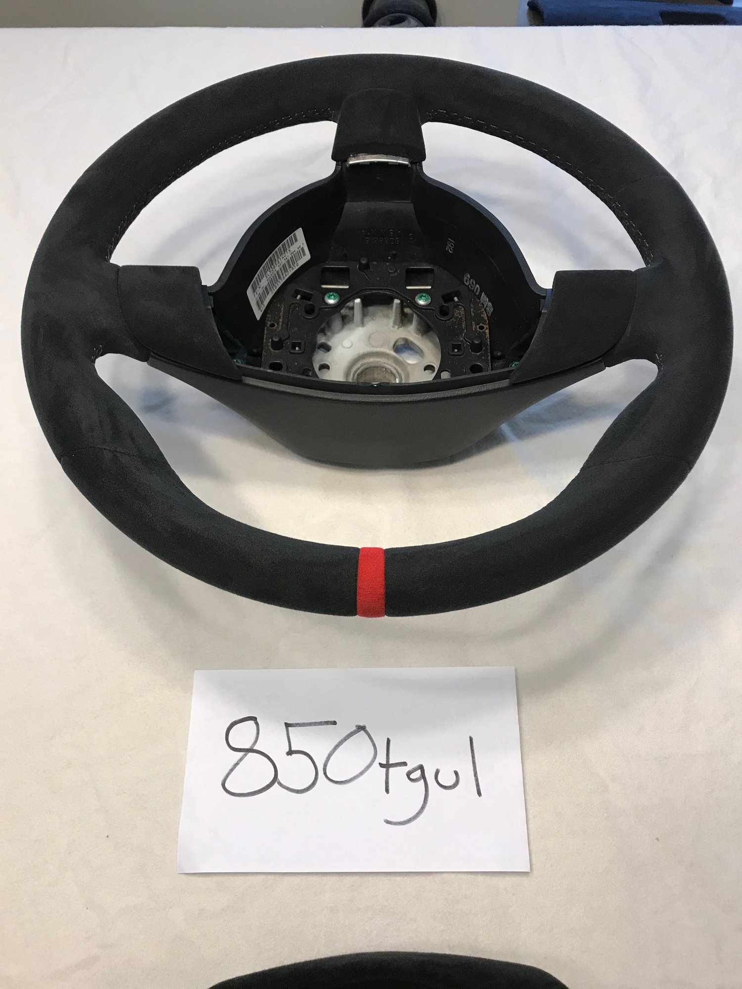 2009 Porsche Cayman - 997/987 Sport Steering Wheel in Alcantara with Grey Stitching and Red Alcantara 12:00 Stripe (w/ Alcantara Air Bag!) - Interior/Upholstery - $675 - Plymouth, Ma, MA 02360, United States