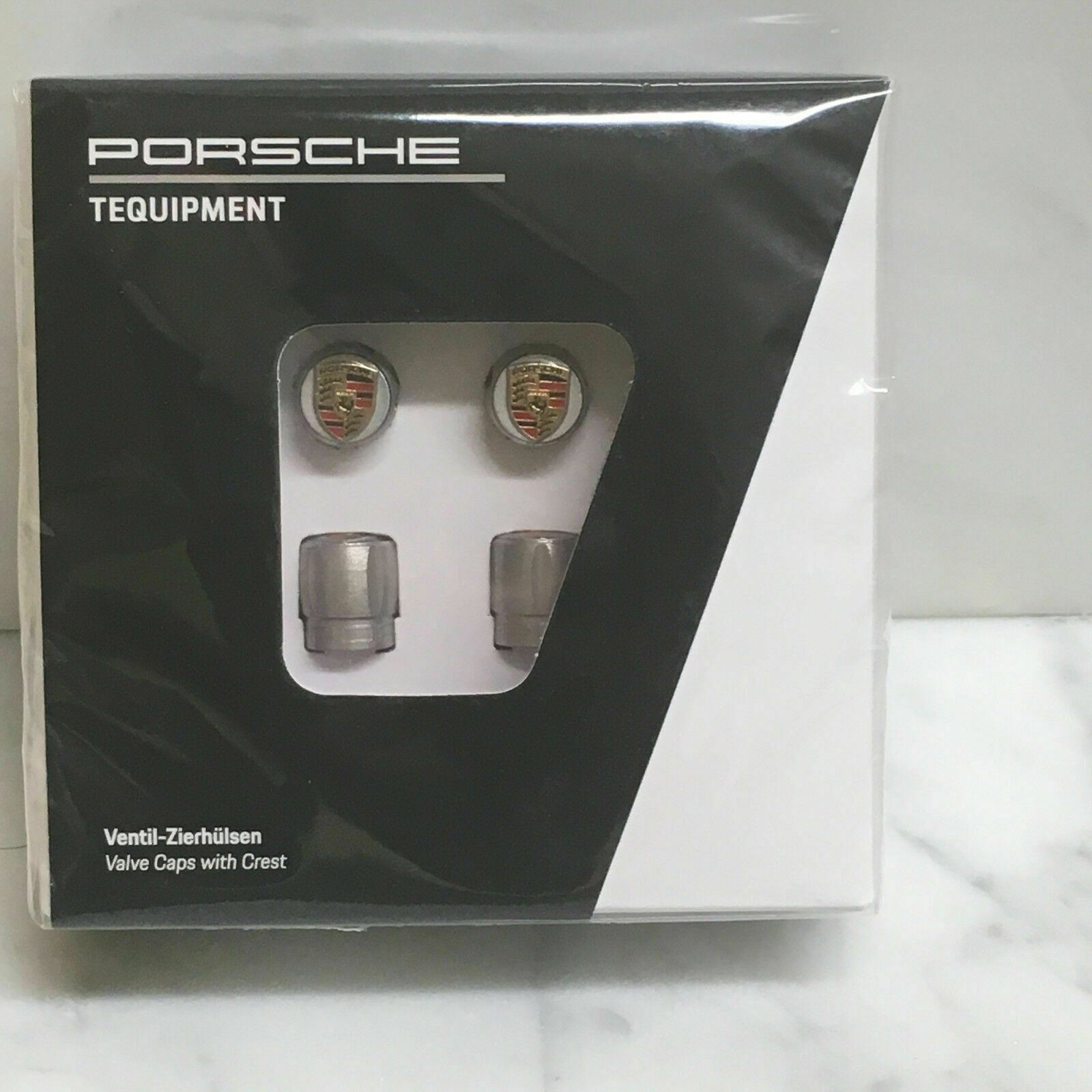 Accessories - *NEW* Porsche Design OEM Factory TPMS Approved Crest Valve Stem Caps - Silver - New - 2007 to 2020 Porsche All Models - Charles Town, WV 25414, United States