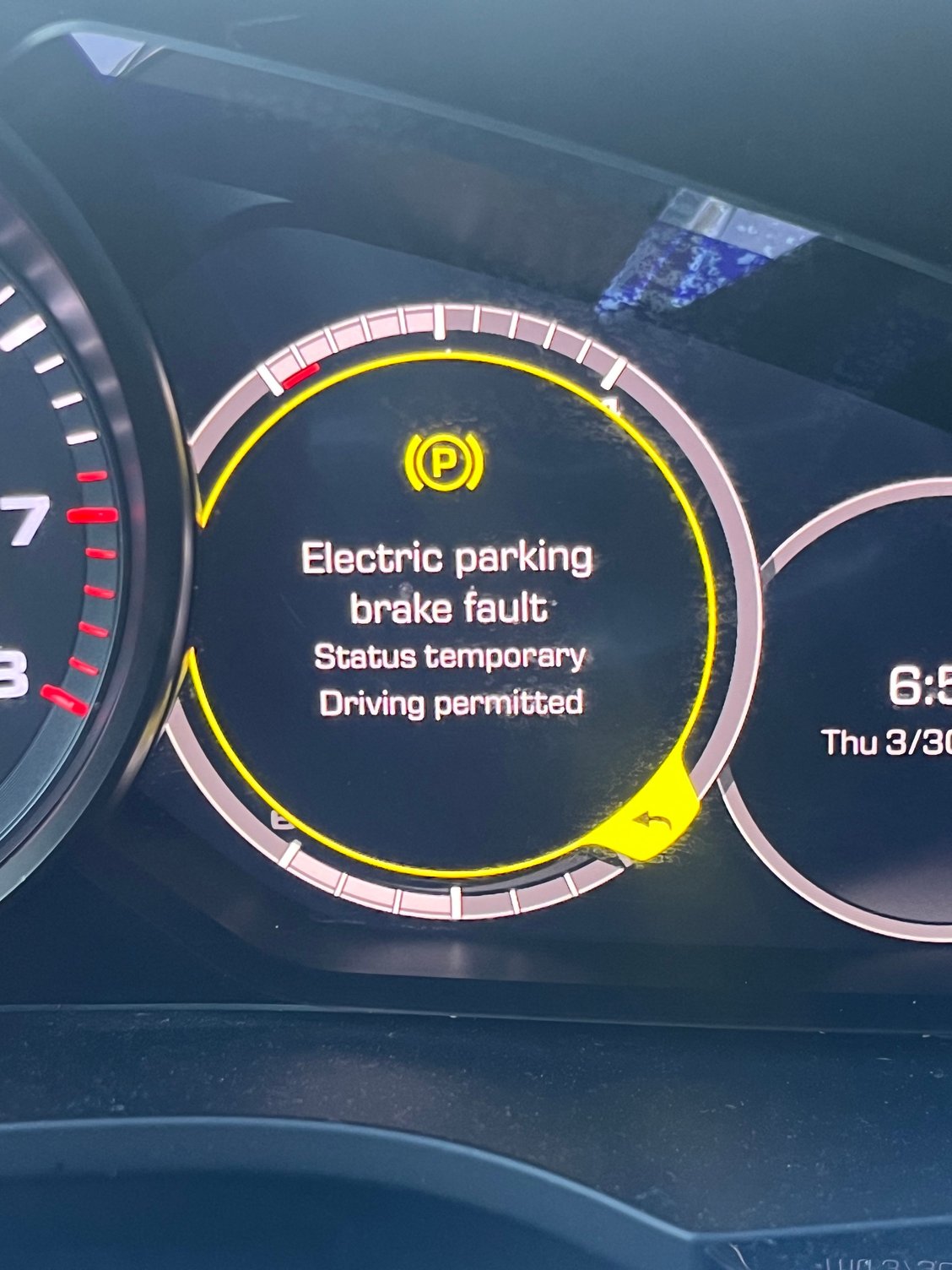 Parking brake fault (status temporary) what does this mean Rennlist