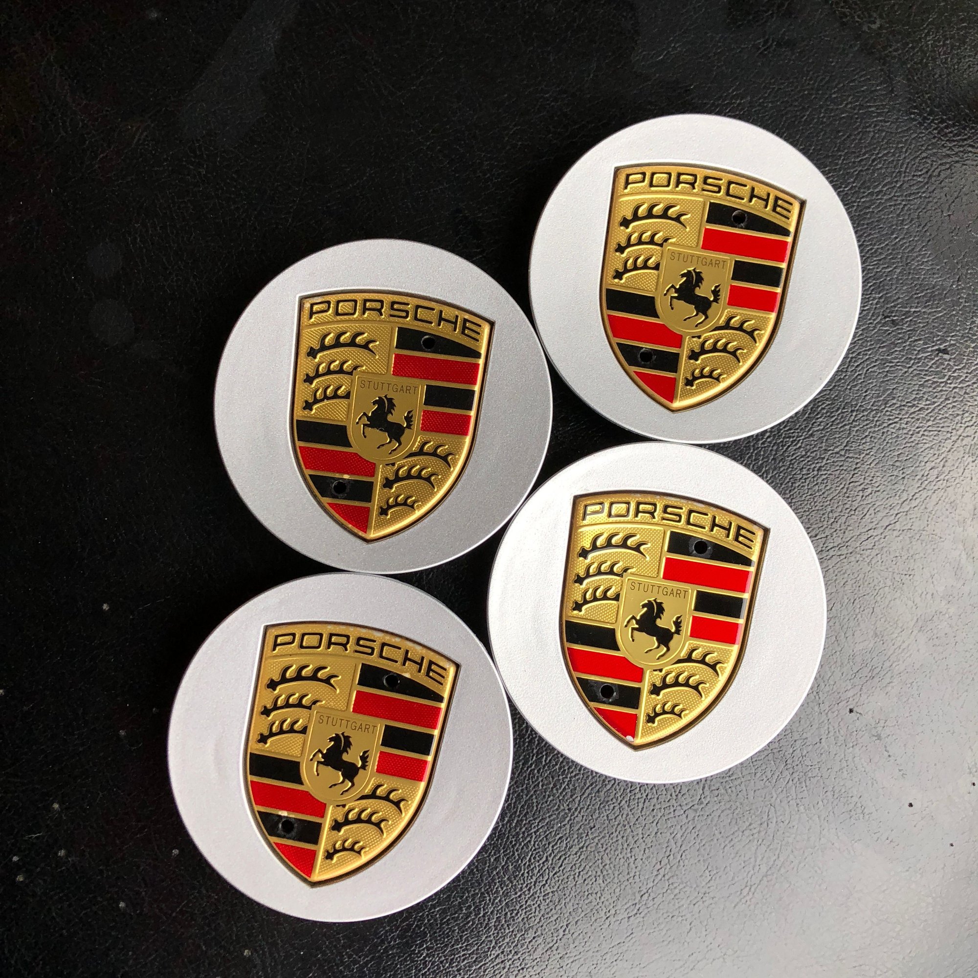 Genuine PORSCHE Wheel Center Caps Colored Crest Rennlist Porsche