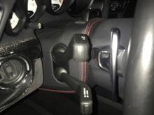 Steering column in leather