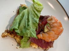 BLTA sandwich with foiegras and prawn
