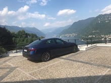 Alfa Romeo Guilia from our B&B parking lot overlooking Lake Como