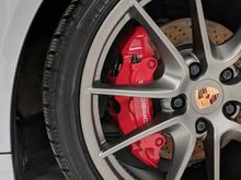 Satin wheels and calipers coated with Ceramic Pro.