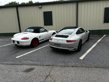 My 2003 Boxster next to my 2018 C2S just prior to the new owner picking it up.