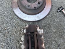 The old disc and caliper, the rear disc were an advisory on the MOT last year