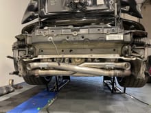 SharkWerks exhaust test mounted on the car