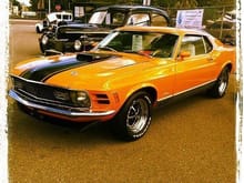 1970 Mustang Mach 1.
Exact copy of my high school ride. Lovely.