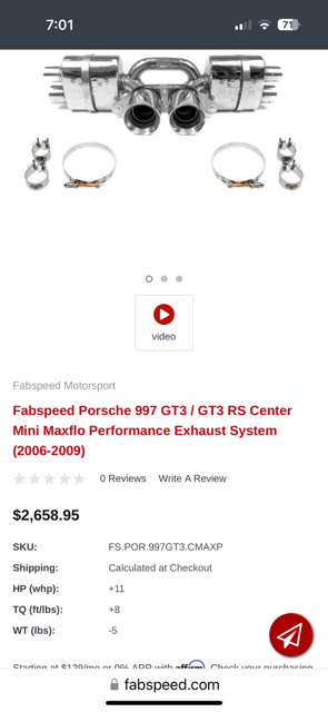 Engine - Exhaust - 997 Gt3 Fabspeed exhaust for sale - Used - 2004 to 2011 Porsche GT3 - Gilbert, AZ 85234, United States