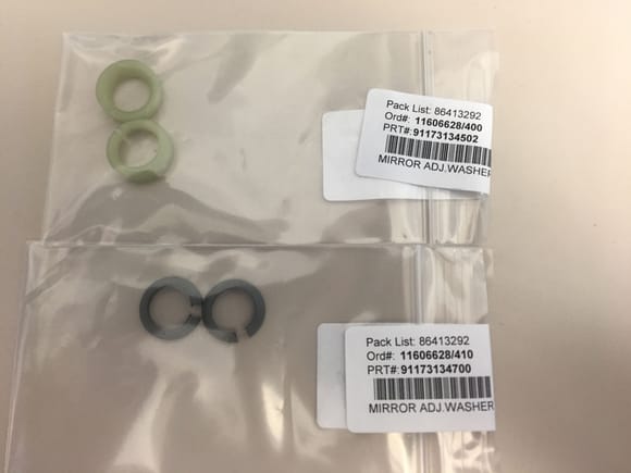 Washers/spacers for outside mirrors