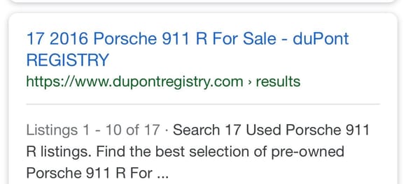 17 !! 911 R’s wow ... that is just DuPont not including Rennlist or Autotrader ...