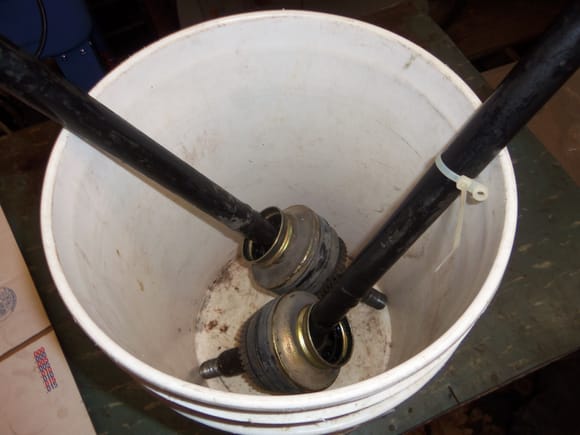 Axles in a bucket.
