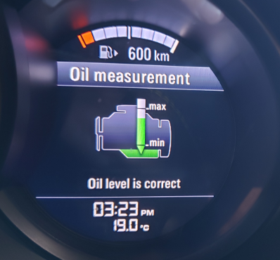 Check level immediately after a 1 hour drive