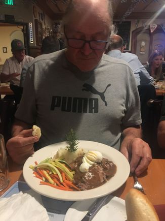 An Aussie ( Bill) staring down dinner at Octoberfest 