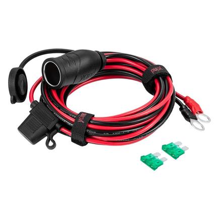 YCIND 3/8" Ring Eeyelet Terminal to Female Cigarette Lighter Socket Battery Boost Cable Heavy-Duty 30A Fuse 12V 24V 12AWG Cord 10Ft (CAE2F-B3)