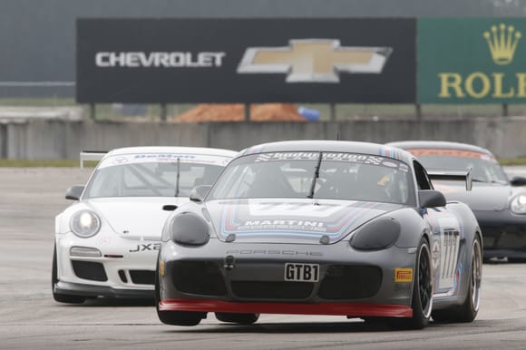 Getting chased by Phil Blum in his 997 CUP and Jason Rabe.