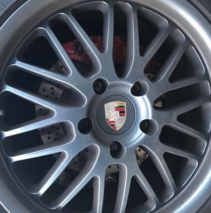Powder coated wheels. I'm told but I haven't found out yet that these Porsche wheels were an $800/wheel option. 
