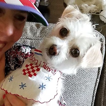 Deucee and me cheering Croatia on today in World Cup. Idemo Dalje Hrvatska! 