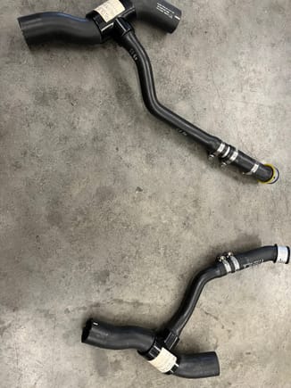 The now NLA Motorsport part - the Supply Hose 996-106-365-90 (the street part serves as the starting point for this hose - you can see the number at the extreme right of the hose - 996-106-666-52) at the top of this picture.  996-106-366-90 Return hose in the lower portion of the picture.  