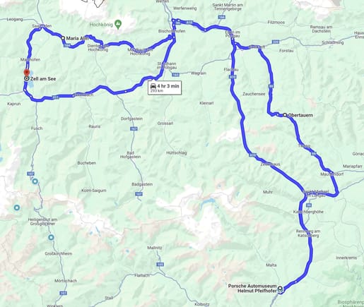 The route was Zell am See - Maria Alm - Obertauern - Gmuend and then back on the direct way.