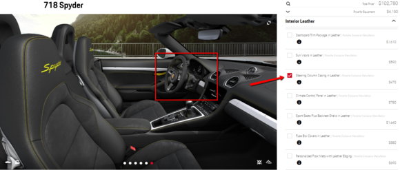 See the effect of adding this option when you have already selected a leather interior with a colored stitching
