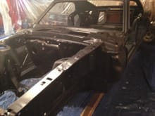 Picture of engine bay and cowl after primer
