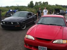 Next to my buddy Kal's 98 GT with a 98 Cobra Motor Conversion