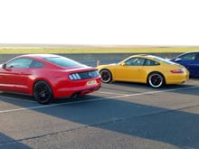 Mustang GT, Porsche 911 and a Golf R
