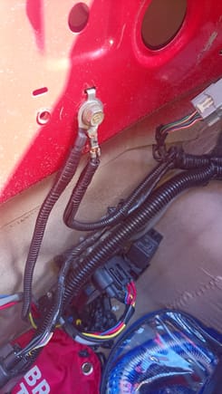 same with the stock moduel. red wire has power, the second ground has ground but ground far end of the connector doesn't have ground is the same wire that is inside the grey thick one.