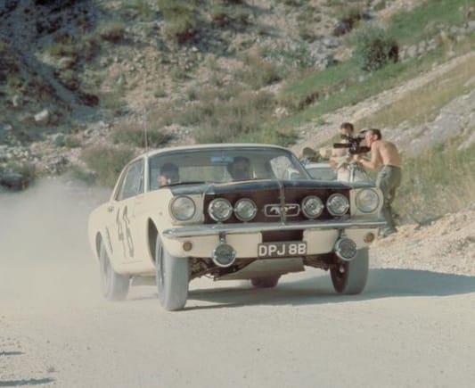 mustang competing in the spa sophia liege rally in belgium in 1964