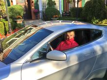 Mila driving the Aston Martin Vantage V8
