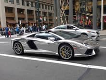Interesting chrome Lamborghini Aventador LP 700-4 Roadster cruising around New York weeks ago. It was gaining a lot of attention.