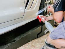 Marcus is giving this Corvette extra protection on the rocker panels to help protect against rock chips and road debris