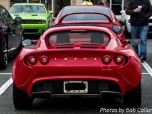 My Elise, a confusing view, with the Neon's picnic-basket spoiler looking like it's on my roof.