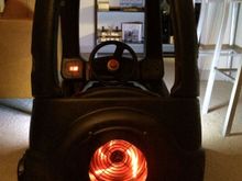 Operational Turbo fan and LED lights.  Voltmeter to measure remaining battery power.