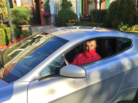 Mila driving the Aston Martin Vantage V8