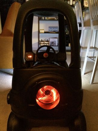 Operational Turbo fan and LED lights.  Voltmeter to measure remaining battery power.