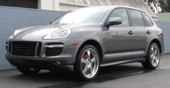 Cayenne 2008 GTS Meteor Gray 21 HRE 995R Polished &amp; Clear 3 4 view 2 wm